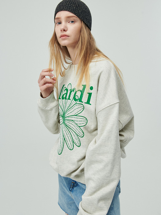 SWEATSHIRT FLOWERMARDI_OATMEAL GREEN