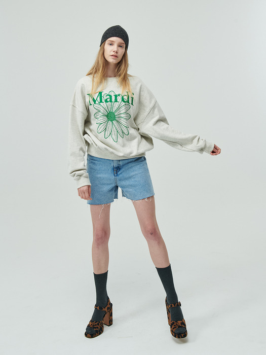 SWEATSHIRT FLOWERMARDI_OATMEAL GREEN