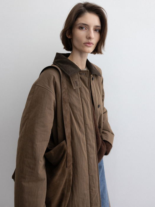 padded single coat (brown)
