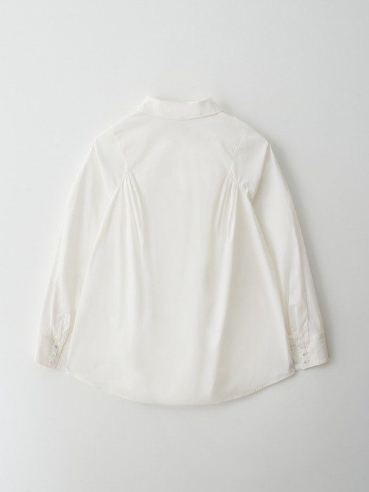 Square Sleeve Pleats Shirt_WHITE