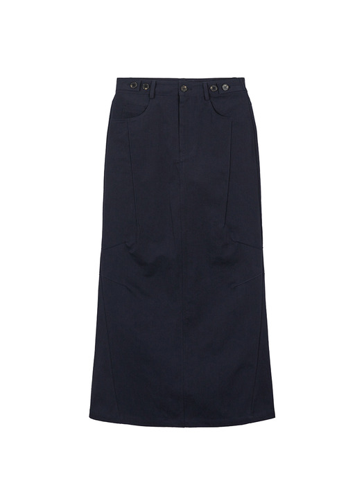 PINTUCK MAXI SKIRT_navy