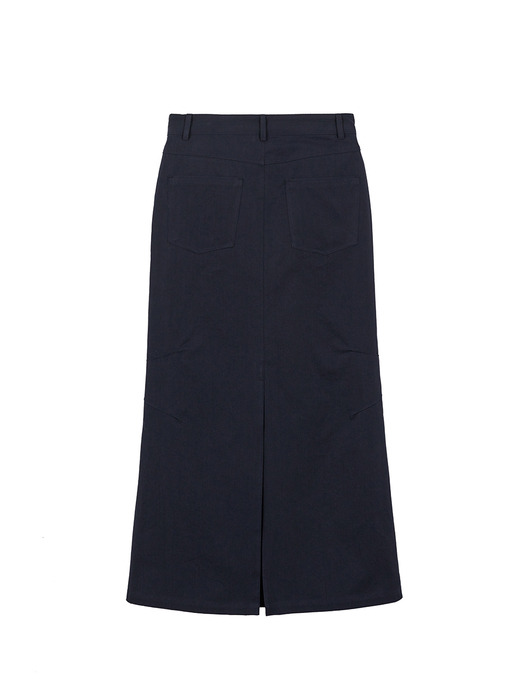 PINTUCK MAXI SKIRT_navy