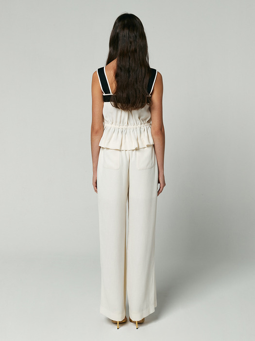 LINE CONTRATED WIDE PANTS - IVORY