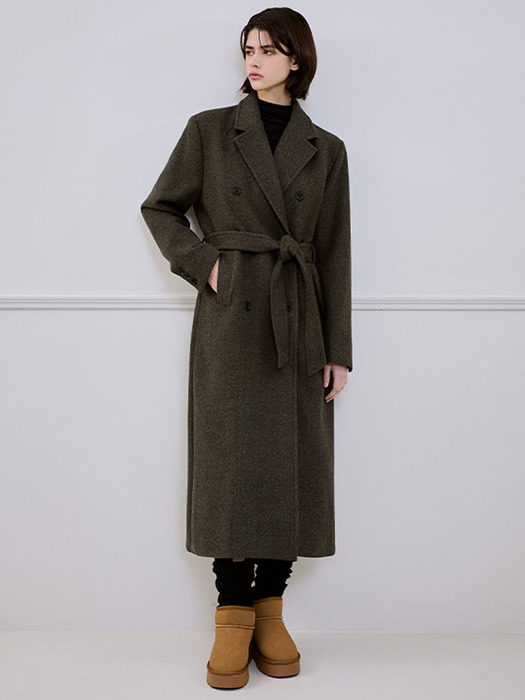 Wool Maxi Coat [Khaki]