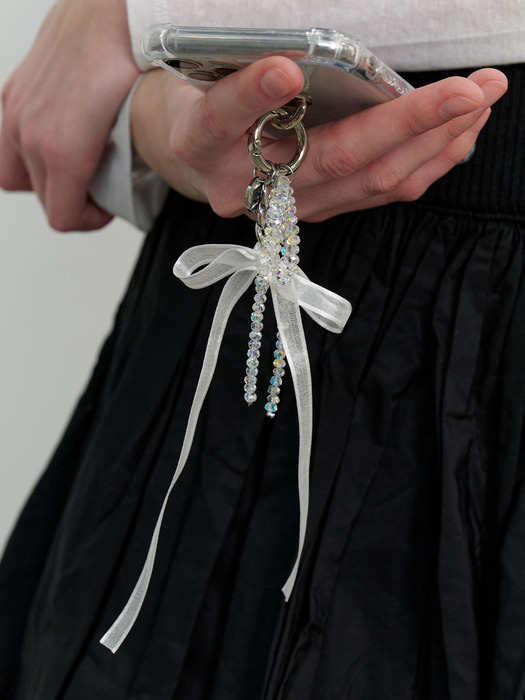 Shining Bead Ribbon Key Ring (L241MSG010)