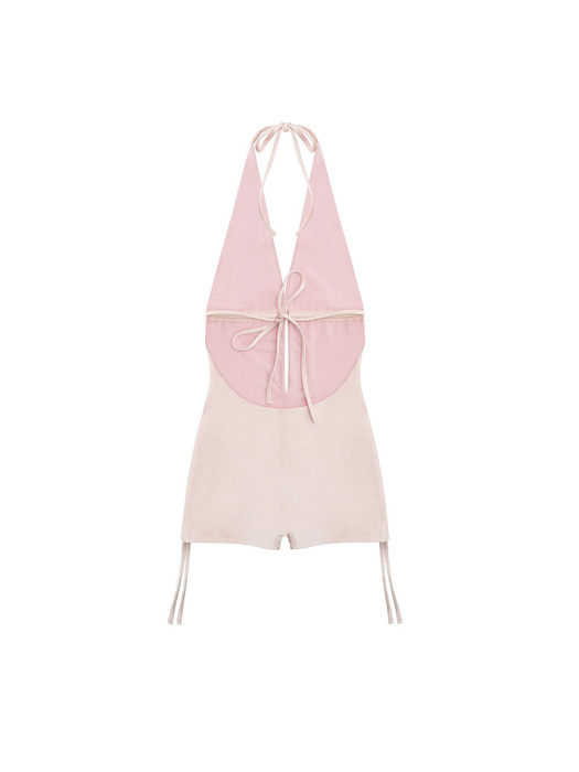 Deep V Cut Romper Swimsuit_Pearl Baby Pink