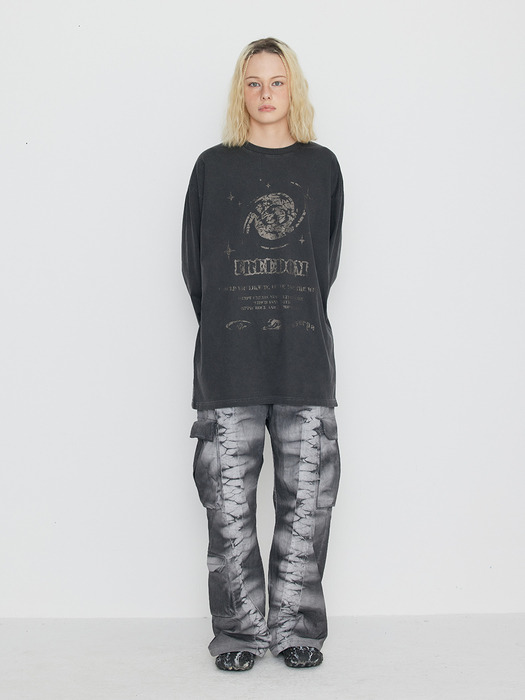 Into The Galaxy Pigment Long Sleeve T Charcoal
