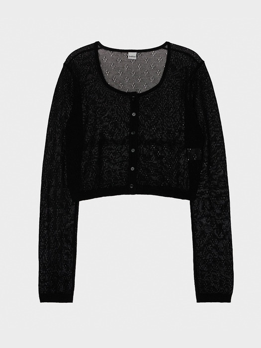 Flower Jaquard Cardigan BLACK