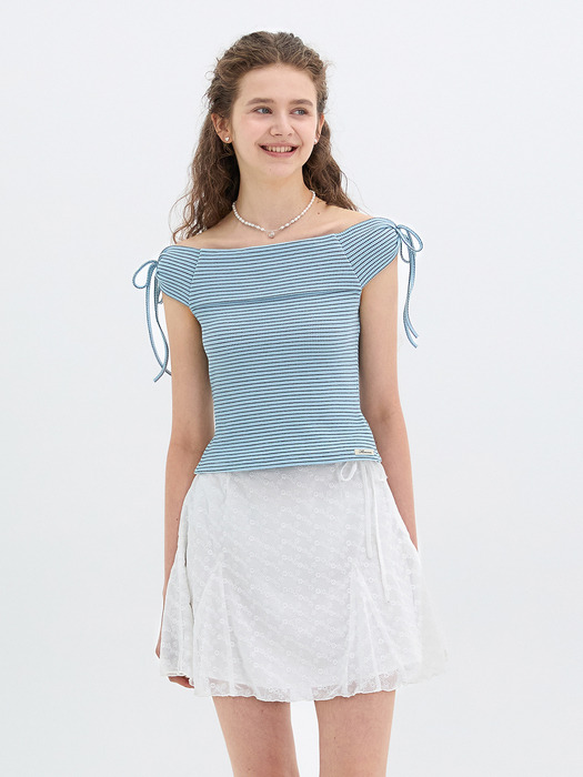 Ribbon Sleeve T-shirt(2color)