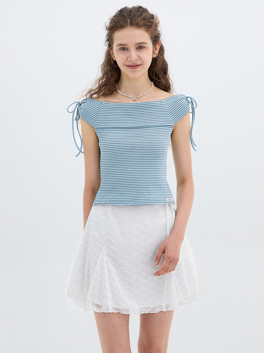 Ribbon Sleeve T-shirt(2color)