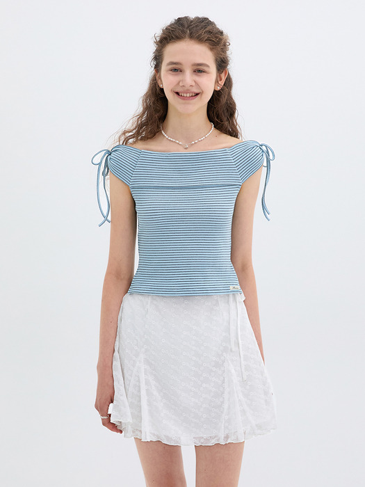 Ribbon Sleeve T-shirt(2color)