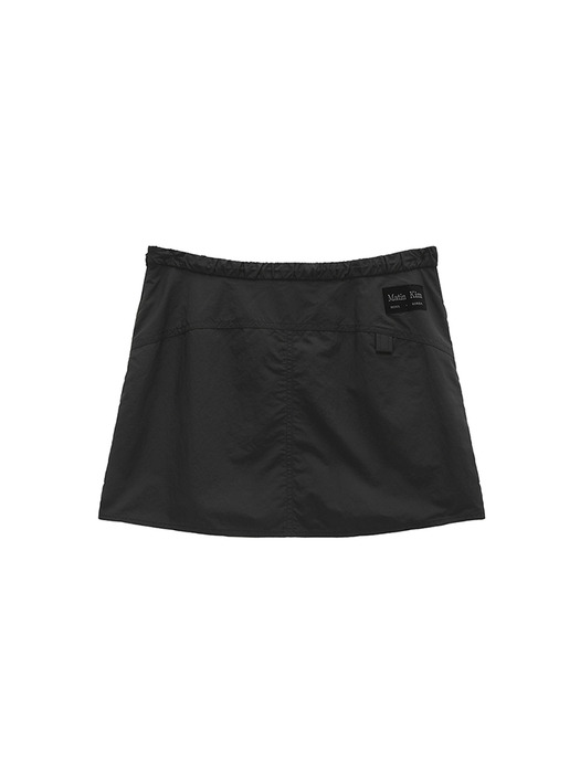 DOUBLE ZIPPER POINT BANDING MINI SKIRT IN CHARCOAL