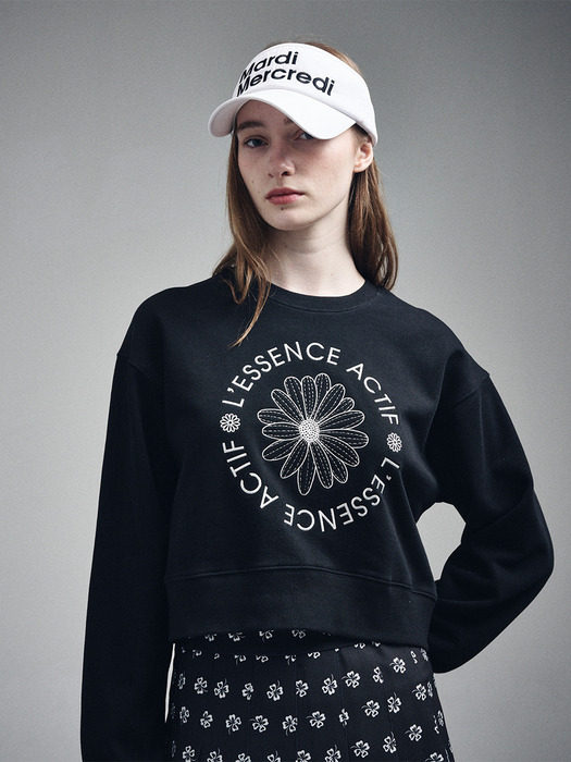 CROPPED SWEATSHIRT EMBLEM EMBROIDERED_BLACK IVORY