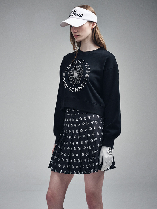 CROPPED SWEATSHIRT EMBLEM EMBROIDERED_BLACK IVORY