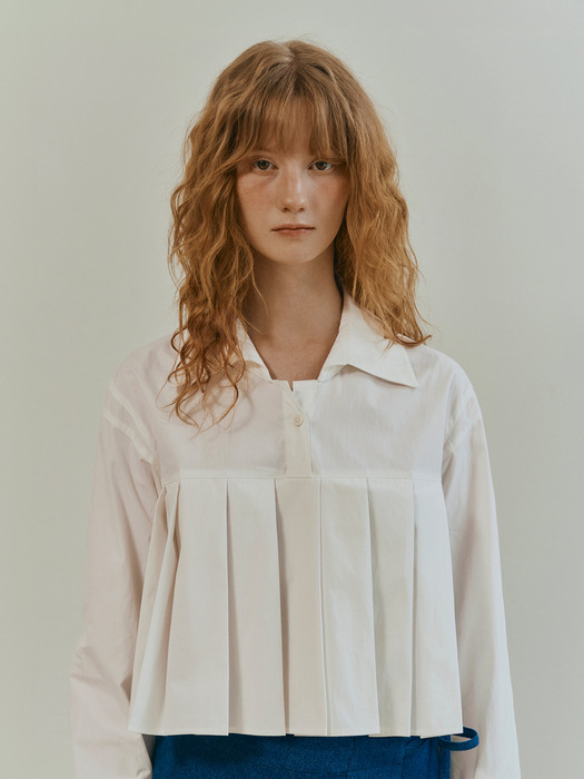 PLEATED SHIRT_WHITE