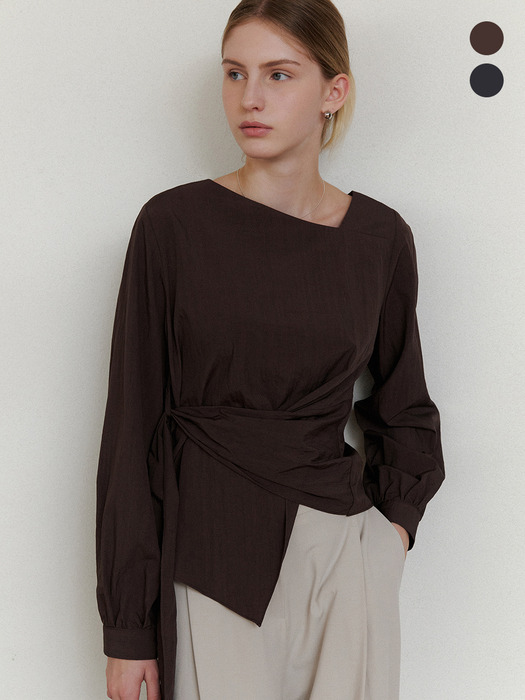 comos 1214 unbalance wrap blouse (2color)