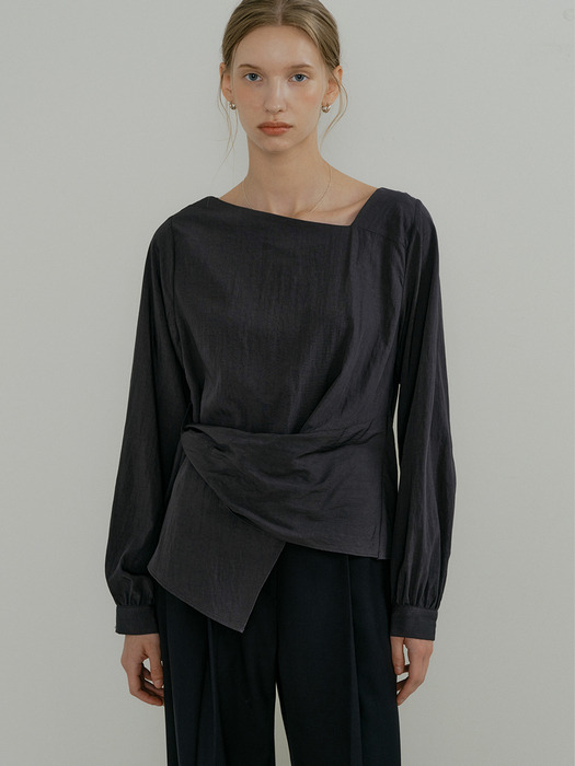 comos 1214 unbalance wrap blouse (2color)