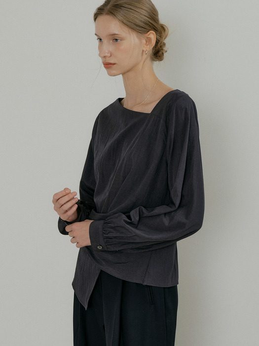 comos 1214 unbalance wrap blouse (2color)