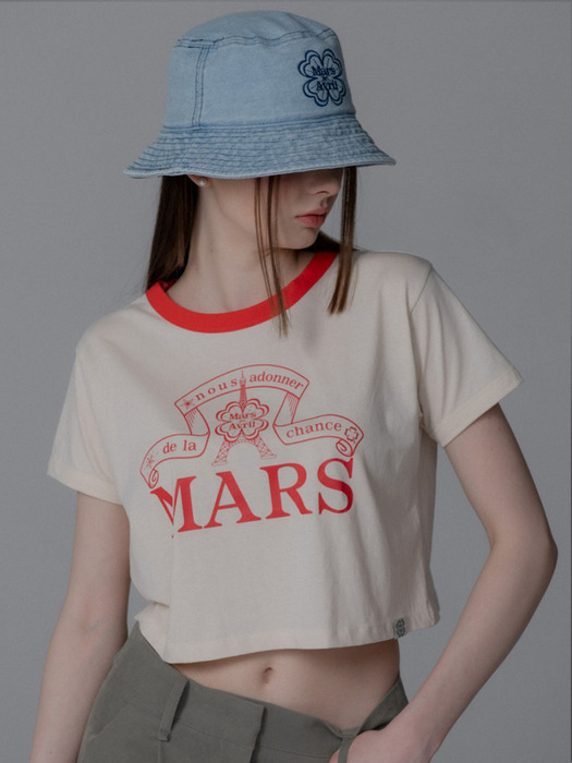 CLOVER HAT CROP TSHIRT_BUTTER VERMILION