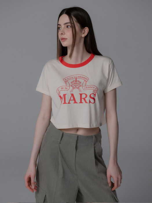 CLOVER HAT CROP TSHIRT_BUTTER VERMILION