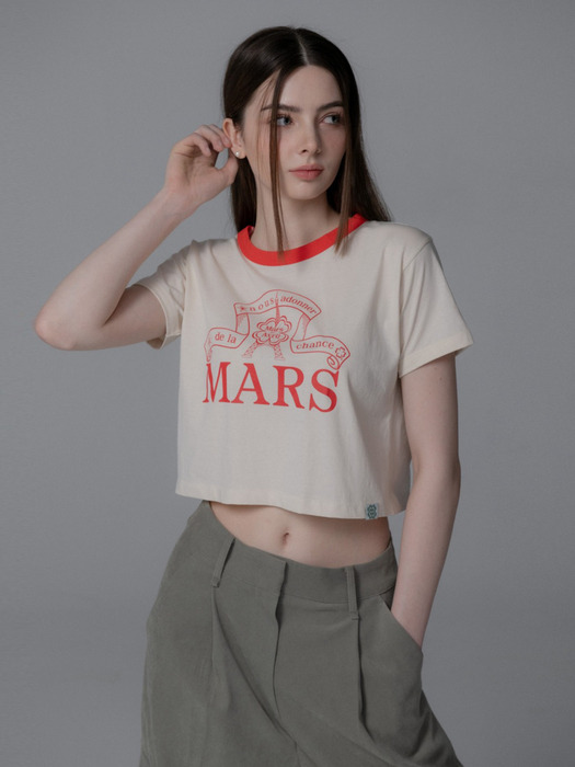 CLOVER HAT CROP TSHIRT_BUTTER VERMILION