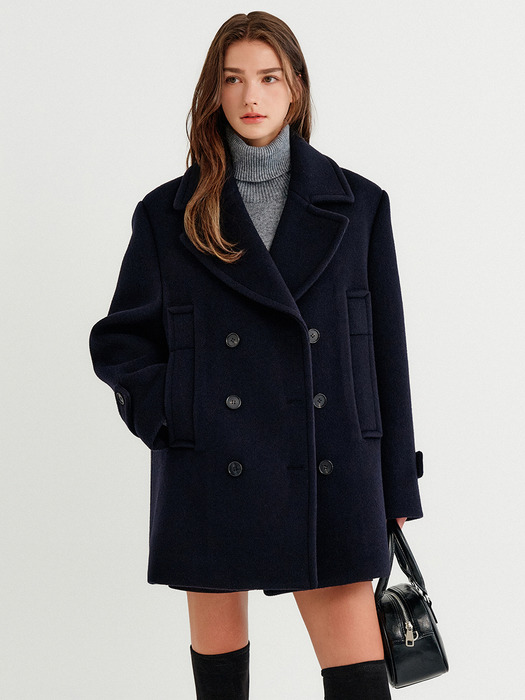 니야 울 하프 피코트_네이비 / NIYA WOOL HALF PEACOAT_NAVY