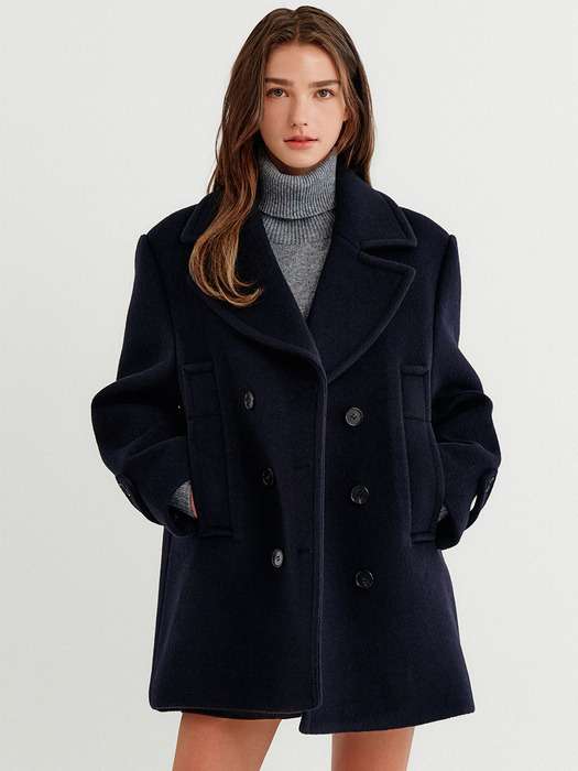 니야 울 하프 피코트_네이비 / NIYA WOOL HALF PEACOAT_NAVY