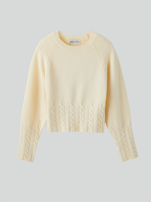 BRUSHED CABLE ACCENT KNIT TOP (2COLORS)