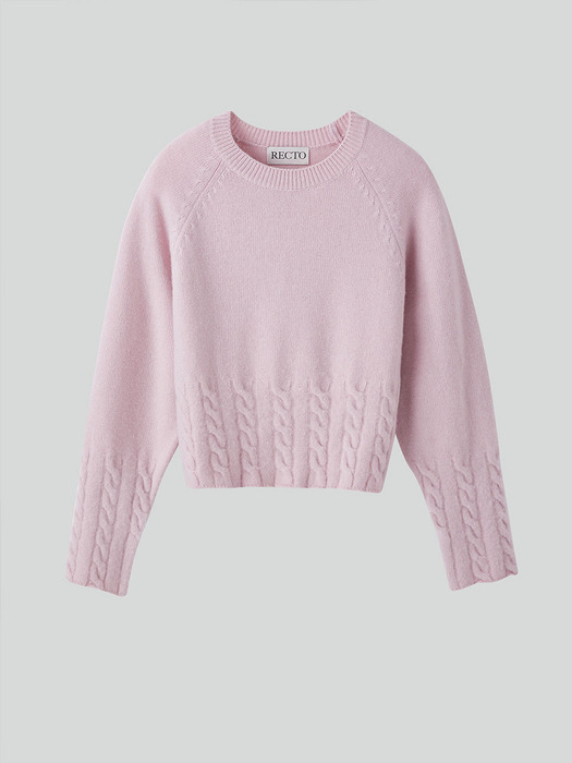 BRUSHED CABLE ACCENT KNIT TOP (2COLORS)