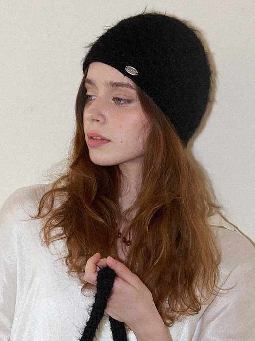 Fruits Fur Handmade Crochet Short Beanie _ Black