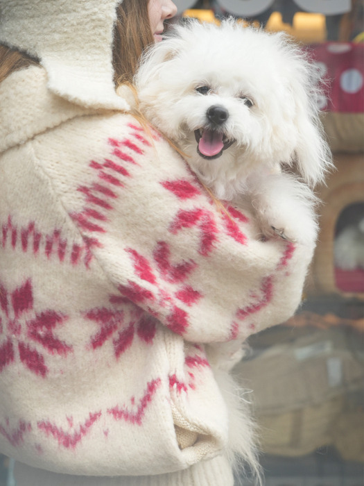 Snowball knit cardigan (ivory)