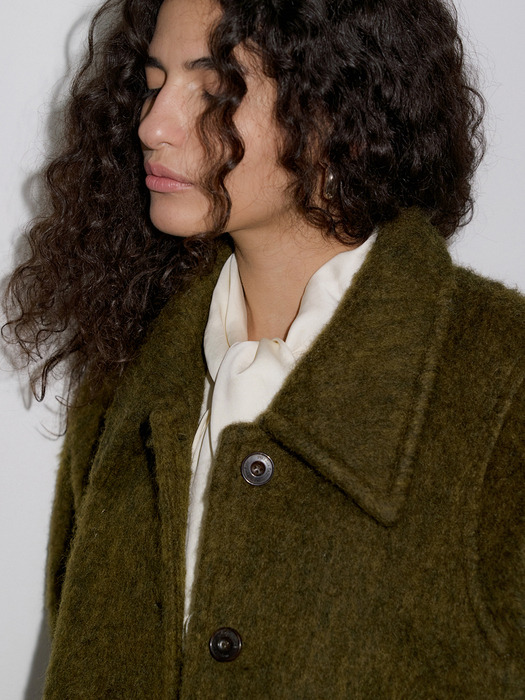 HAIRY BALMACAAN COAT_OLIVE