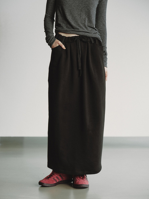 TWO-SIDED DENIM SKIRT_BLACK