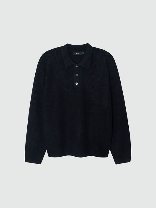 Loose Fit Daily Collar Knit_Black