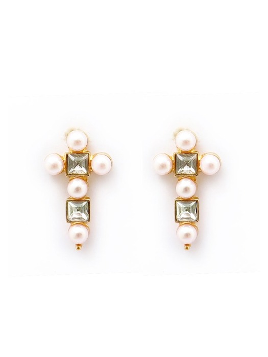 pearl cross earrings