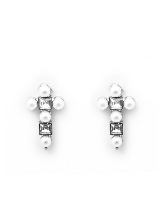 pearl cross earrings