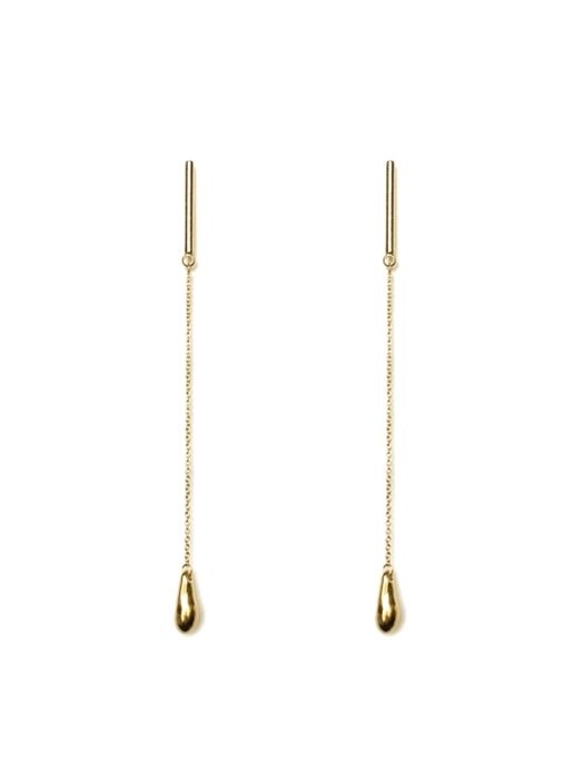 Gold raindop chain earring