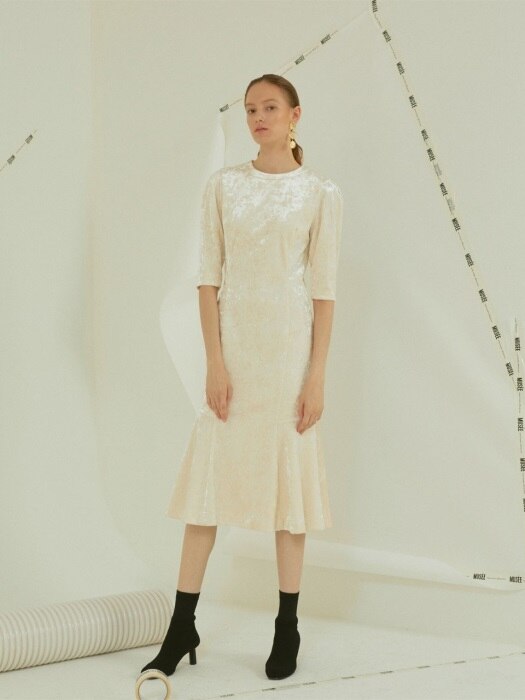 Claudel velvet dress _ Elegance ivory