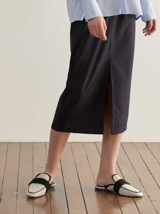 Long Slit Skirt - Navy