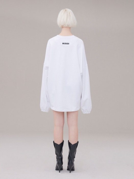 Over size sweat shirt 001 White