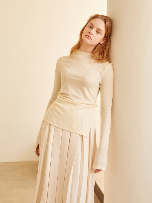 19SS PLEATED WRAP SKIRT IVORY