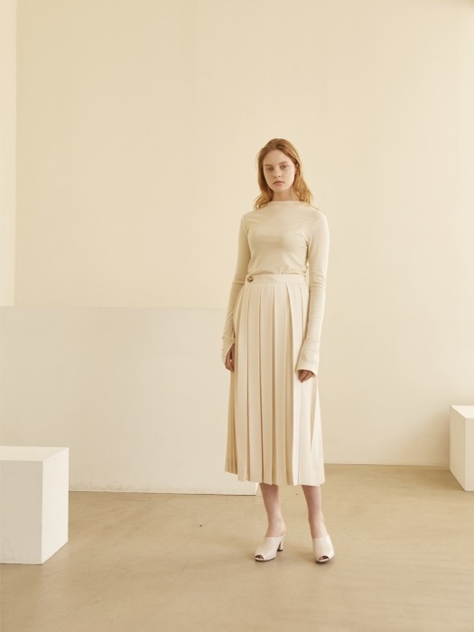 19SS PLEATED WRAP SKIRT IVORY