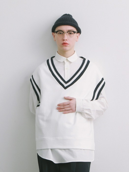 LOBBY BOY OVERSIZED UNIFORM COTTON VEST (WHITE)