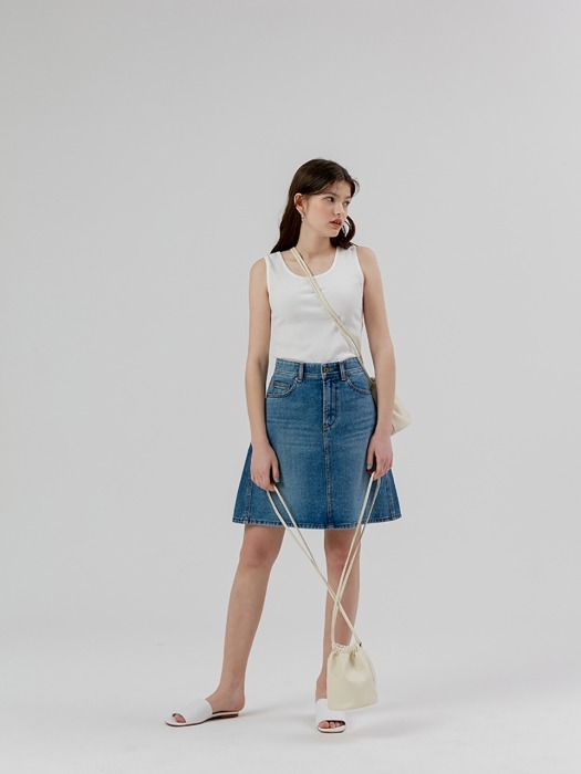 Line Denim Skirt [Blue]