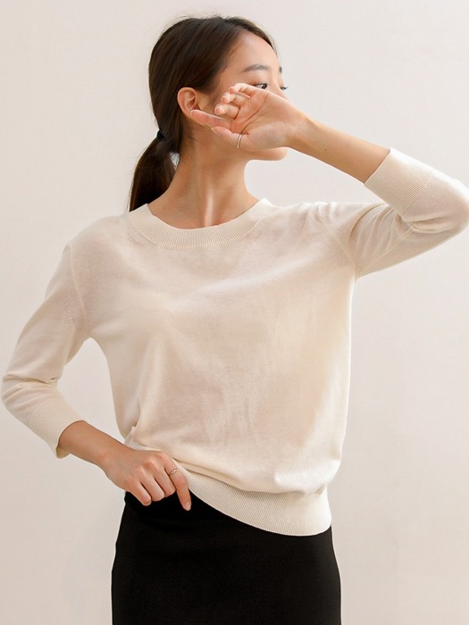 Cotton Basic Pullover (Ivory)