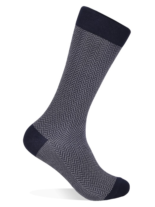 NAVY GREY HERRINGBONE SOCKS