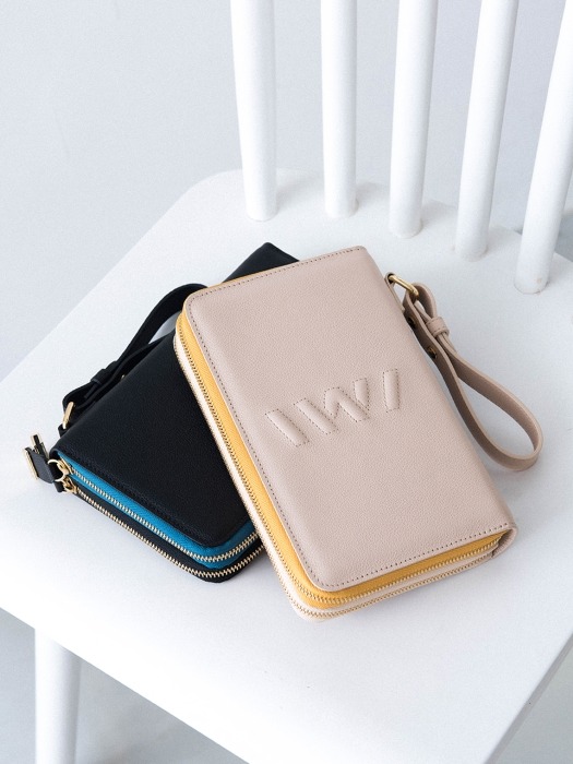 MULTI ZIP LOGO POUCH / CREAM