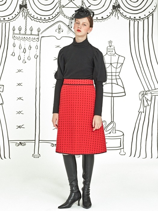 Dot Tweed Skirt