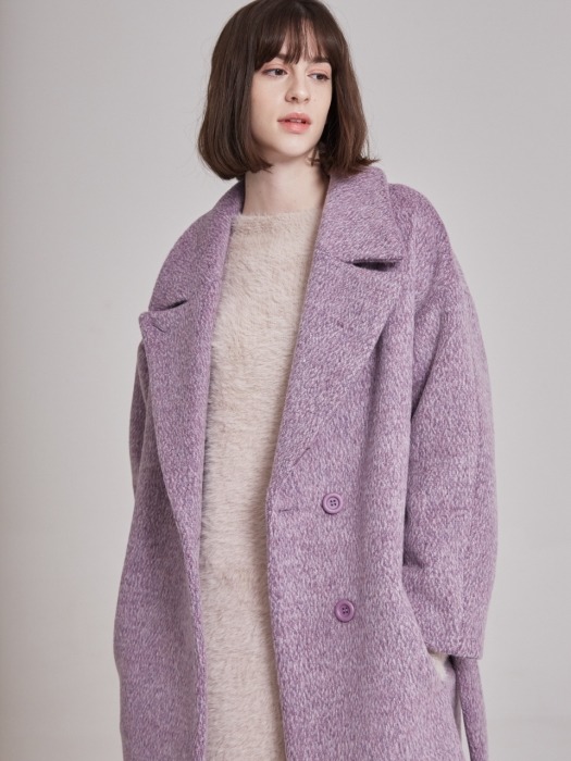 Purple Maxi Double weave coat 