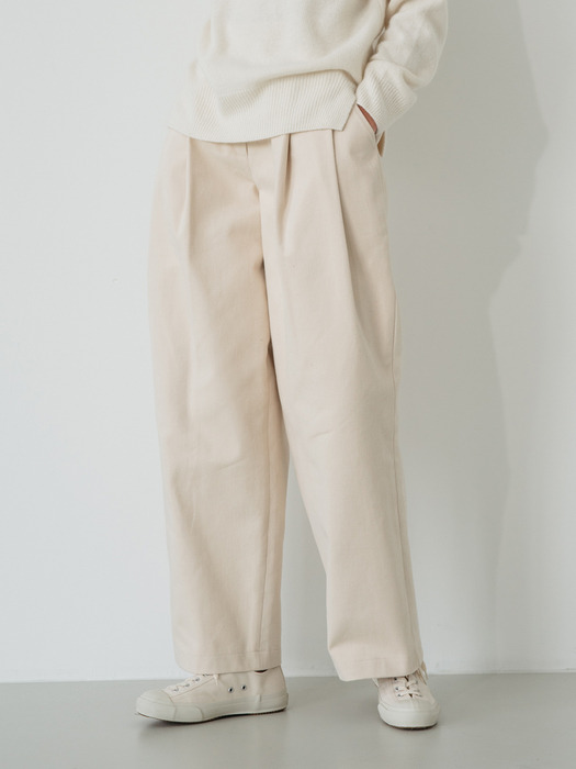 belted fleece lined pants (cream)